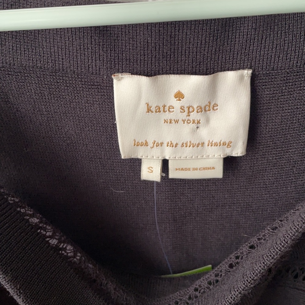 KATE SPADE Square Neck Open Cable Sweater Black Fit Flare Mini Dress Size Small - Picture 14 of 16